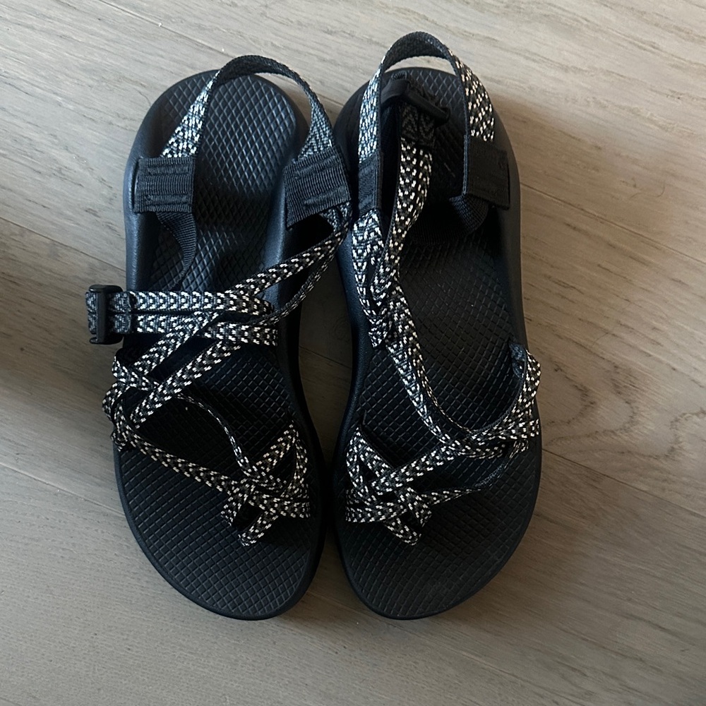 Chaco Black and White Strappy Sandals